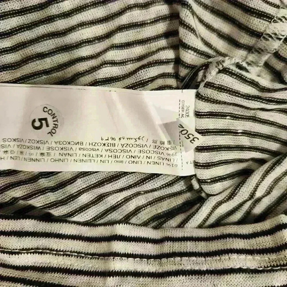 MANGO MNG Women's Striped Linen V-Neck Short Sleeve Tee T-Shirt NWT NEW - Picture 11 of 13